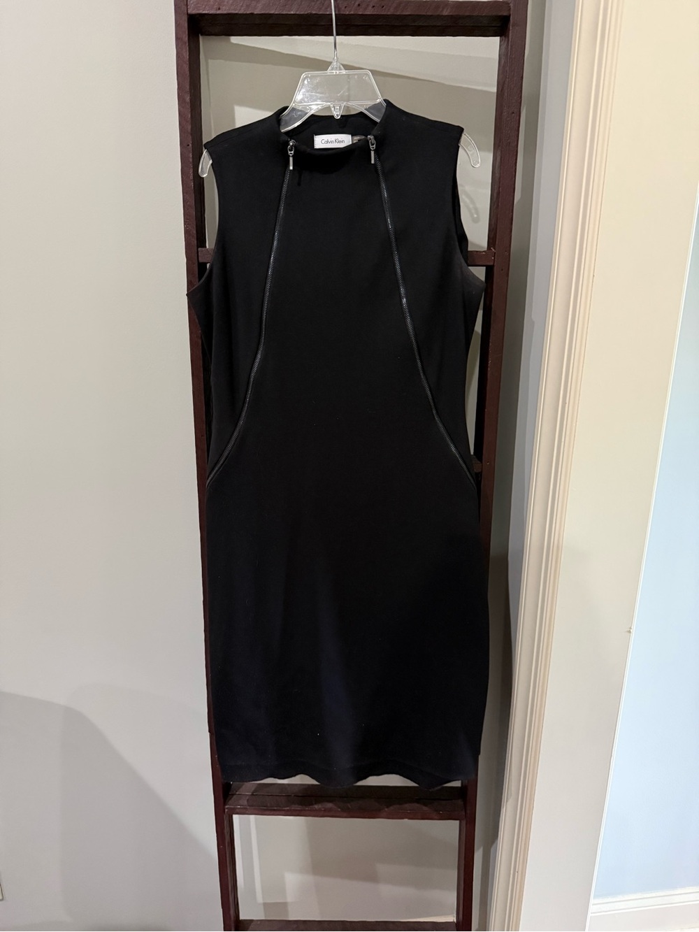 Calvin Klein Black Zip-Accent Sleeveless Mini Dress